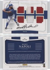 2017 National Treasures Six Swatch Signatures Holo Silver /10 Mike Napoli Auto