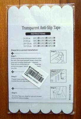 24 piezas Tira Antideslizante Adhesiva Bañera Ducha; TRANSPARENTE (8”x3/4”) EE. UU. Vendedor Foto 1 de 3