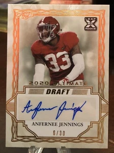 ANFERNEE JENNINGS 2020 LEAF ULTIMATE DRAFT FOOTBALL PARALLEL AUTO RC /30 - Picture 1 of 2