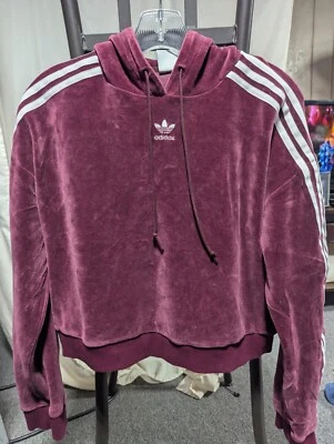 Adidas Original Velvet Crop Top Hoodie velour - Image 1 of 4