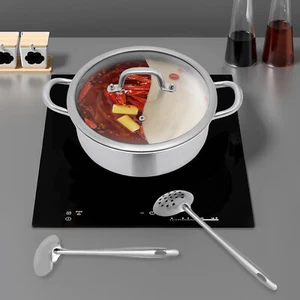 28cm Stainless Steel Shabu Shabu Dual Sided Cooking Soup Hot Pot with Lid NEW - Picture 1 of 13
