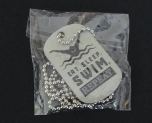 Eat Sleep Swim Repeat Pendant NEW beaded chain necklace tag swimmer team club - Picture 1 of 2