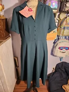 Allegra K Green Dress Size Xlarge Faux Button Front Cuff Sleeves NWT - Picture 1 of 10