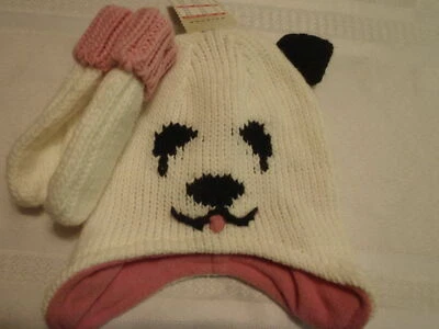Conjunto de manopla sombrero a elección cara de panda o gato ARIZONA niñas 2-4T nuevo con etiquetas invierno Foto 1 de 4