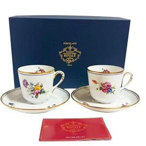 Vintage French ROYAL LIMOGES "Décor à la Reine" Cup & Saucer Unused set of 2 - Picture 1 of 15