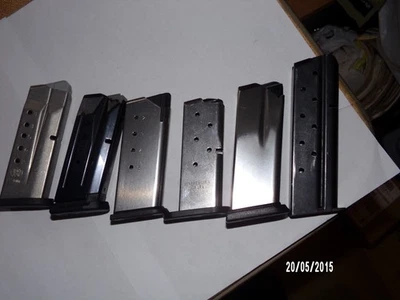 Lote de 6 revistas de fábrica, menos 10RD. Calibre 9mm y 45. S&W, S/A, Beretta-4 NOS Foto 1 de 4