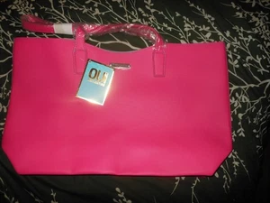 LARGE JUICY COUTURE TOTE BAG HOT PINK OUI 19" X 11" FAUX LEATHER SOFT NWT - Picture 1 of 5