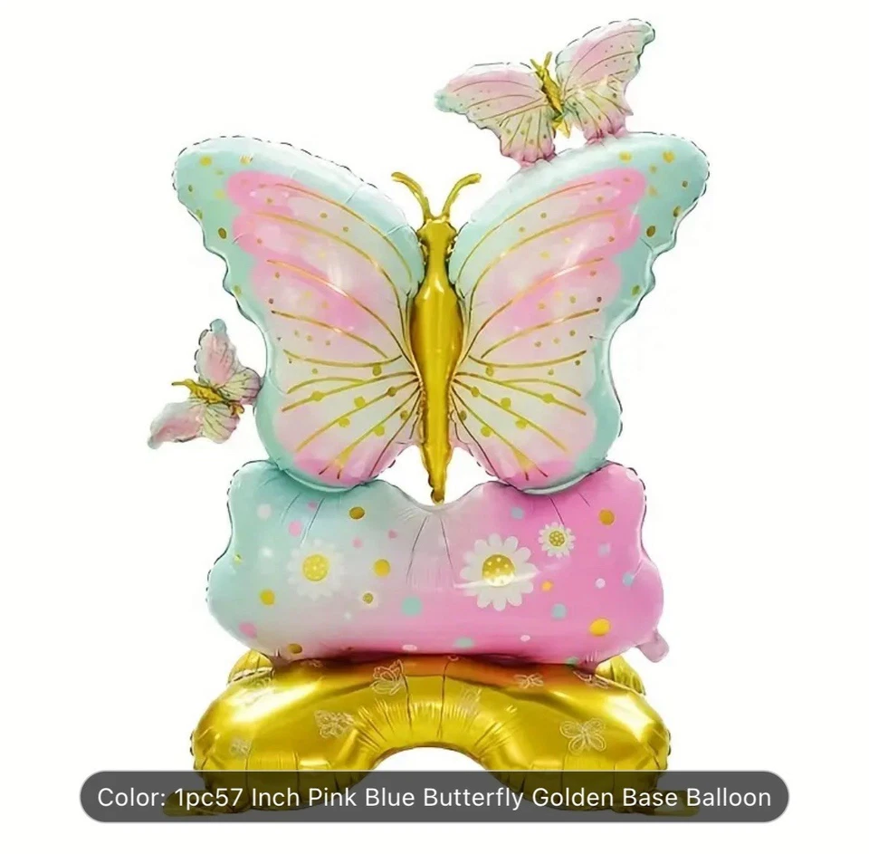 Globo mariposa púrpura grande de pie 57" decoración fiesta cumpleaños flor 1 pieza Foto 1 de 4