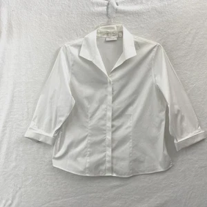 Blusa Chico's No Iron para mujer blanca talla 2 (L) oculta con botones manga 3/4 puños - Imagen 1 de 15