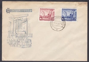 DDR (Germany) FDC 1956 Michel 518/19 Railway cranes - Leipzig Spring Fair - Picture 1 of 2