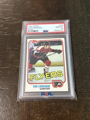 1981 TOPPS EAST #107 KEN LINSEMAN PHILADELPHIA FLYERS PSA 10 GEM MINT!!! 💎 - Image 1 of 2