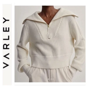 Varley Mentone Half-Zip Knit Pullover Cropped Sweater Women's Large Ivory Cream - Picture 1 of 15