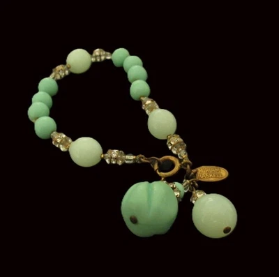 Miriam Haskell 复古签名绿石手链 — 第 1/4 张图片
