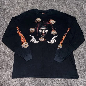 Harley Davidson Long Sleeve Jester Logo T Shirt Size 2XL Evansville Flame 2010 - Picture 1 of 11