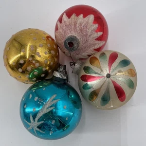 Vintage Weihnachtsschmuck x4 Glimmer Merkur Glas Germany Austria Mid Century - Bild 1 von 11