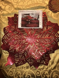 Benson Mills Holiday Poinsettia Leaf Placemats 18.00" x 16.00" Vinilo Prensado - Imagen 1 de 4
