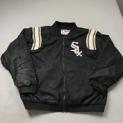Chicago White Sox Jacket Mens XL Black White Majestic Full Zip MLB Logo Baseball Cover