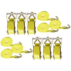 6 pezzi cinghie a cricchetto 2 pollici x 15 piedi con gancio a J 50 mm x 4,5 m fascette resistenti - Foto 1 di 15