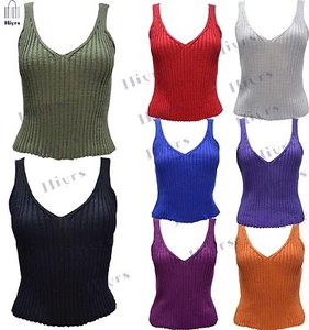 Womens Knitted Bra Top Crop Top Crochet Bra Bralette Ribbed V-neck lot 8-14 - Picture 1 of 10