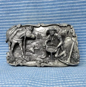 Gold Prospector Belt Buckle Man Mule Frontier Vtg 80s Siskiyou Arroyo Gr .GTA556 - Picture 1 of 8