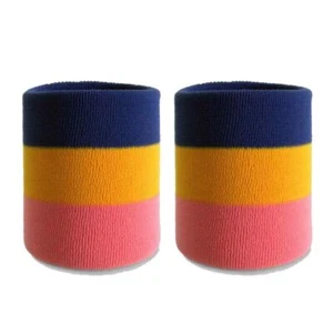 COUVER Premium Mens Womens  3 Color Stripe Sports Wristband, Sweatbands (1 Pair) - Picture 1 of 97
