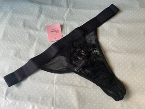 BOUX AVENUE Ropa Interior Talla 12 Negro Tasha Encaje Tanga Pierna Alta Bragas - Imagen 1 de 6