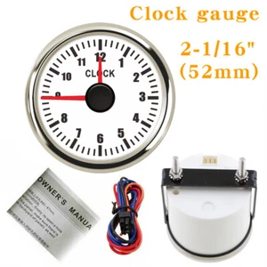 52mm 2-1/16" Clock Gauge 0-12Hours for Car Truck Marine Red LED Waterproof 9-32V - Picture 1 of 7