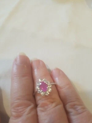Anillo Circón Zafiro Rosa, Platino/925 SS, 1,65 Cts, Talla 8, Nuevo Foto 1 de 4