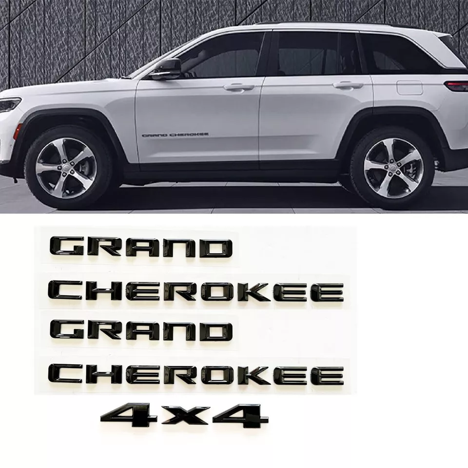 3PCS Gloss Black Front & Rear & Doors EMBLEM BADGE 2014-2018 Jeep Grand Cherokee - Image 1 of 1