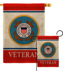 Coast Guard Veteran Burlap Garden Flag Armed Forces Decorative Yard House Banner - Picture 1 of 17