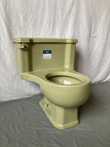 Vtg NOS Mid Century Deco 1 Piece Low Boy Toilet Avocado Green Old Kohler 462-23E Cover