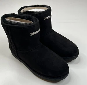 Juicy couture jc-kier NWOB women’s size 7 black slip on suede faux fur boots N9 - Picture 1 of 8