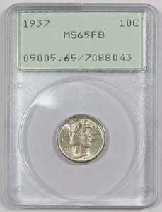 1937 Mercury Dime 10c PCGS MS65FB Old Green Holder - Picture 1 of 2