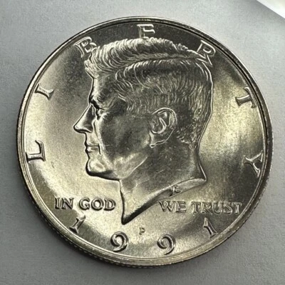 1991-P Kennedy Half Dollar 50cent Piece Coin from US Mint Set. Uncirculated BU - Image 1 of 4