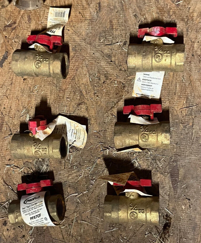 PROFLO PF87CF 3/4" T-Handle Two piece Gas Ball Valve, 6 pieces - Image 1 of 4