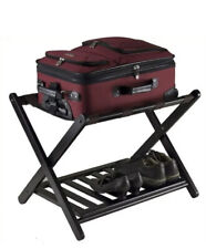 Folding Hotel Luggage Suitcase Rack Stand Espresso Storage Holder 2 Layer