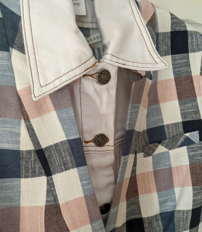 Veronica Beard Schoolboy Pink Navy Size 4 Dickey Jacket Plaid Cotton