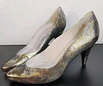Vintage Night Life By Life Stride Heels Size 6B/aa  Gold Silver Metallic - Image 1 of 4
