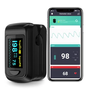 FingerTip Oximeter Bluetooth Heart Rate Blood Oxygen Saturation Monitor with App - Picture 1 of 11