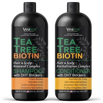 Tea Tree Shampoo and Conditioner Set with Biotin and 100% Pure Tea Tree Oil - Image 1 of 4