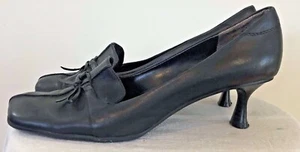 Womens Westies Black Leather Square Toe Kitten Heel Pumps Sz. 8.5 "In The Hood" - Picture 1 of 10