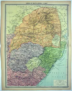 Union of South Africa - Eastern - Large Original 1926 Map by George Philip. - Picture 1 of 3