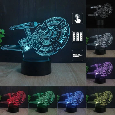 Star Trek USS Enterprise 3D LED Tischlampe Nachttischlampe Leselampe 7 Farbe - Bild 1 von 4