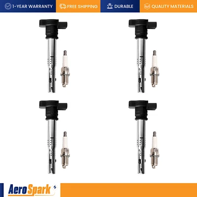 4X Ignition Coil & 4X Ni-Co Spark Plug for 2012-2013 Volkswagen Beetle l4 2.0L Foto 1 de 4