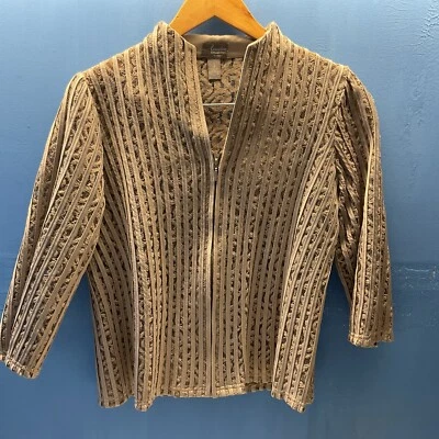 Chaqueta de encaje Chicos Travelers Vera para mujer talla 1 beige floral a rayas Foto 1 de 4