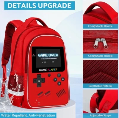 New Gamer Boy Girls Kids Children Backpack Teens Age 6-18 17.3 Inch Red 2024 - Image 1 of 4