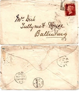 1868 QV 1d Red PL106 Numeral Edinburgh to Ballinluig Elie Circle Postal History - Picture 1 of 3