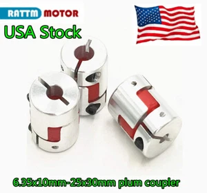 【USA】3 Stück 6,35 mm bis 10 mm Pflaumenkupplung 6,35 x 10 mm Schrittmotor Backenwelle Kupplung - Bild 1 von 8
