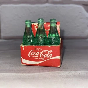 Vintage mini Coca Cola 6 Pack Green Bottles  !!READ!! - Picture 1 of 8