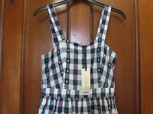 Lipsy maxi dress; UK 10, navy white gingham & embroidery detail; fitted bodice - Picture 1 of 15